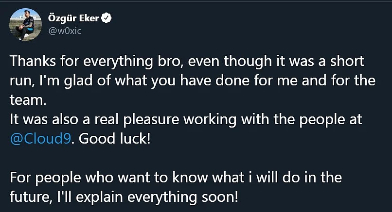 Cloud9 Terminates Woxic’s $1.3 Million CS:GO Contract
