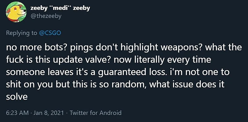 CS:GO Community Reacts as Valve Removes Bots From Competitive