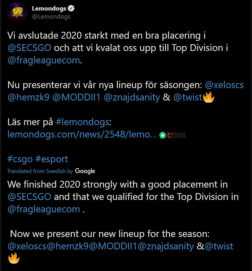 DreamHack Winter 2013 Major Winner Returns to CS:GO After 2 Years