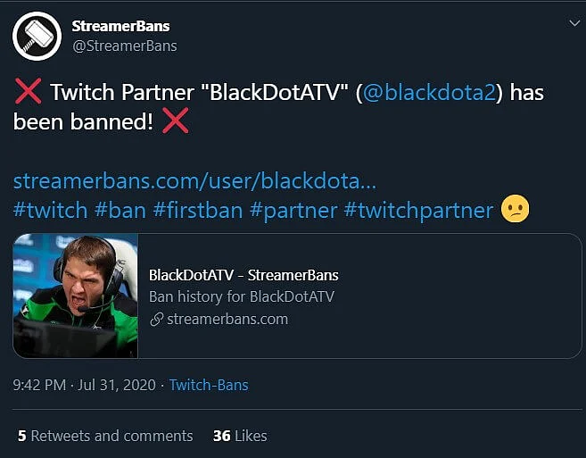 Black^ Gets Banned From Twitch