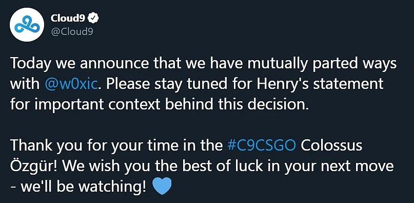 Cloud9 Terminates Woxic’s $1.3 Million CS:GO Contract