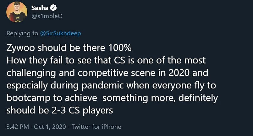 s1mple Criticises Esports Awards, Shows Support For ZywOo