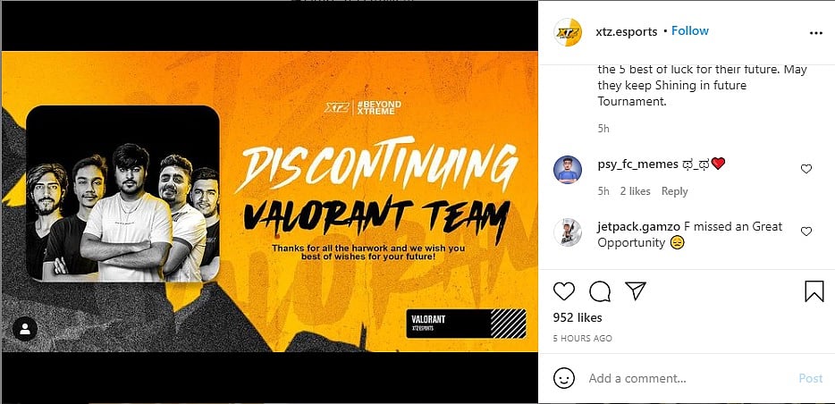 XTZ Esports Discontinues its Valorant Roster Within Three Months of Signing