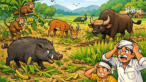 Crop damage by wild animals near Bhandardara sanctuary