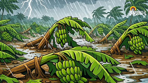 Banana crop damage due to storm