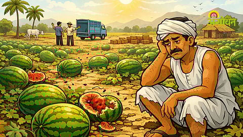 Watermelon price drop in Khandesh Maharashtra