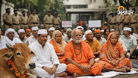 Cow activists hunger strike Ai Generate Image