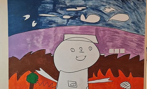 رسمة الطفل علي جابر التي تحولت إلى جدارية