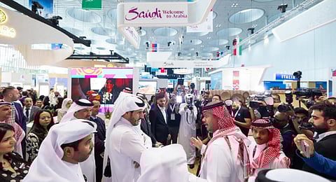 جانب من مشاركة الهيئة السعودية للسياحة في المعرض القطري 