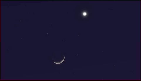 «فلكية جدة»: اقتران هلال القمر بكوكب الزهرة في سماء المملكة مساء اليوم