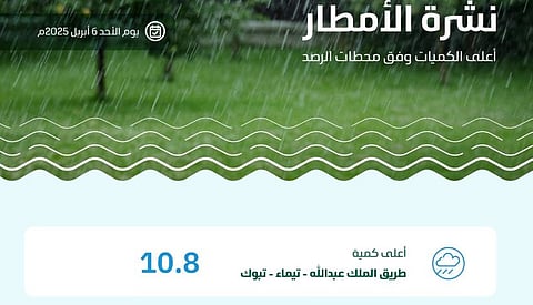 «البيئة» ترصد هطول أمطار في 8 مناطق.. وتبوك الأعلى كمية