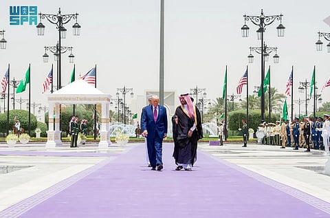 بدء جلسة المباحثات الرسمية بين ولي العهد والرئيس الأمريكي في قصر اليمامة 