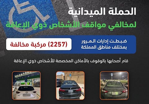 الحملة الميدانية لضبط المركبات المتوقفة في الأماكن المخصصة للأشخاص ذوي الإعاقة