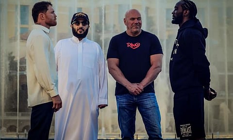 قبل انطلاق أسبوع النزال التاريخي.. تركي آل الشيخ يحضر أول مواجهة «Face Off» بين «كانيلو وكروفورد» في لاس فيجاس
