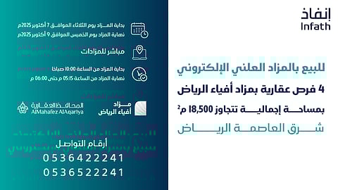 4 فرص عقارية بمزاد أفياء الرياض