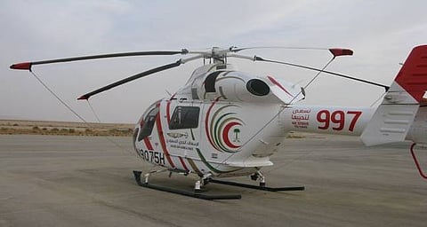 الإسعاف الجوي بهيئة الهلال الأحمر بالقصيم يباشر بلاغ حادث داخل نفود النبقية شرق بريدة