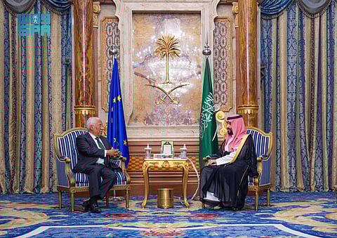 ولي العهد يلتقي رئيس المجلس الأوروبي

