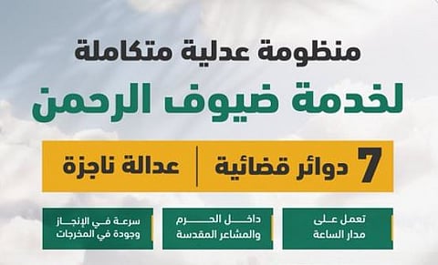 7 دوائر قضائية و4 كتابات عدل متنقلة لخدمة ضيوف الرحمن خلال موسم الحج