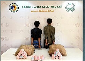 حرس الحدود بعسير يقبض على يمنيين لتهريبهما 40 كيلو جراما من القات المخدر