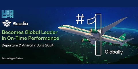 Saudia, the national flag carrier of the Kingdom of Saudi Arabia, has topped the list of global airlines for on-time performance