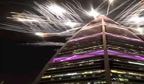 Fireworks light up the Saudi capital's skyline Wednesday night.