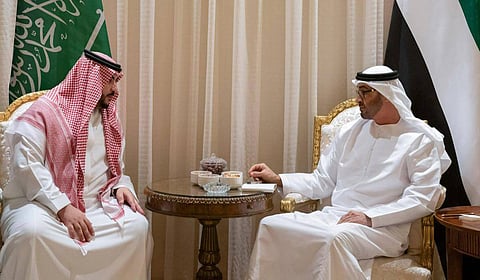 Sheikh Mohammad bin Zayed meets Prince Khalid bin Salman bin Abdul-Aziz 