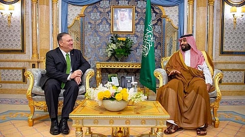 US Secretary of State Mike Pompeo meets with Saudi Arabian Crown Prince Mohammed bin Salman in Jeddah, Saudi Arabia, September 18, 2019. 