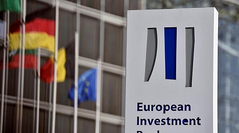 The logo of the European Investment Bank is pictured in the city of Luxembourg, Luxembourg, March 25, 2017. Reuters/Eric Vidal
