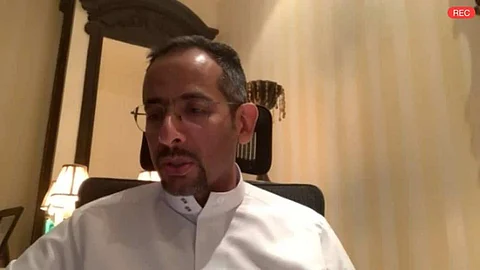 Minister of Industry and Mineral Resources Badr Al-Khorayef is seen during the webinar.
