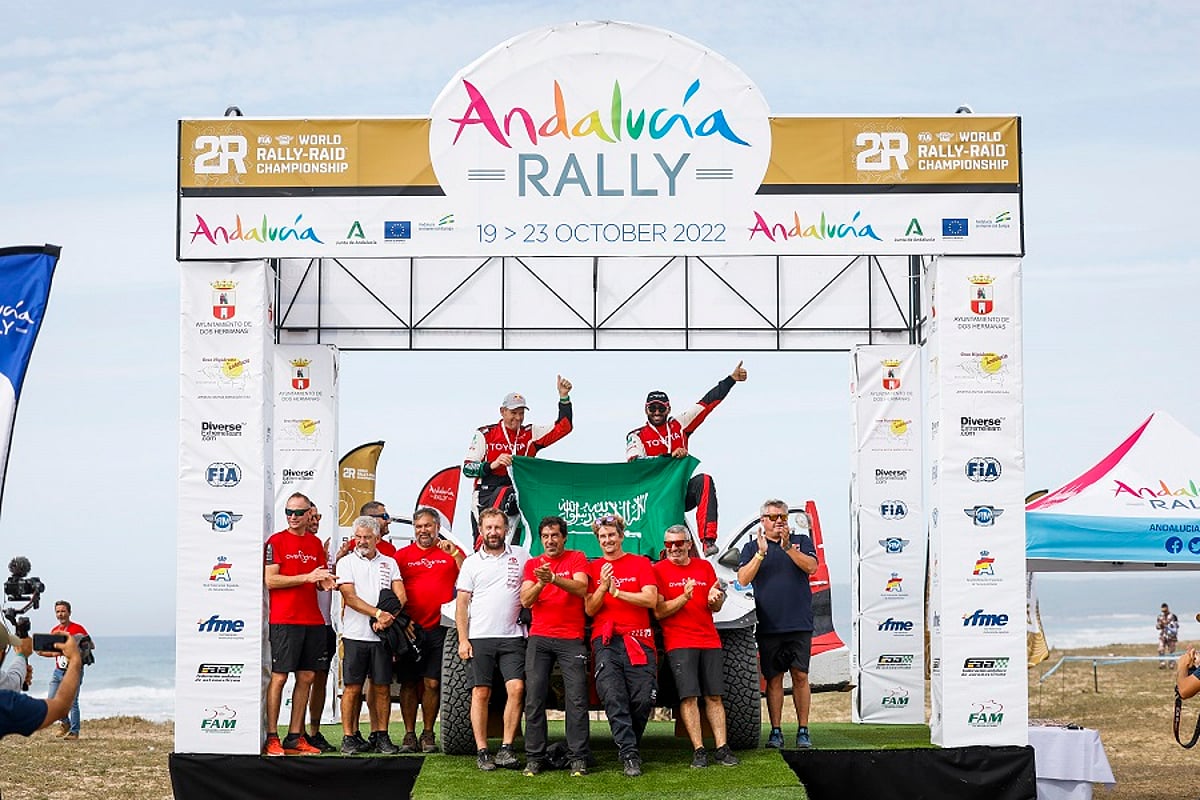 Saudi Arabia's motorsport icon Al-Rajhi rides the podium of FIA World ...