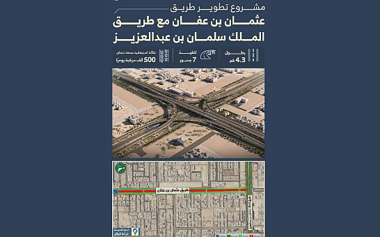 بدء تنفيذ 7 جسور لتطوير طريق عثمان بن عفان مع طريق الملك سلمان بالرياض 