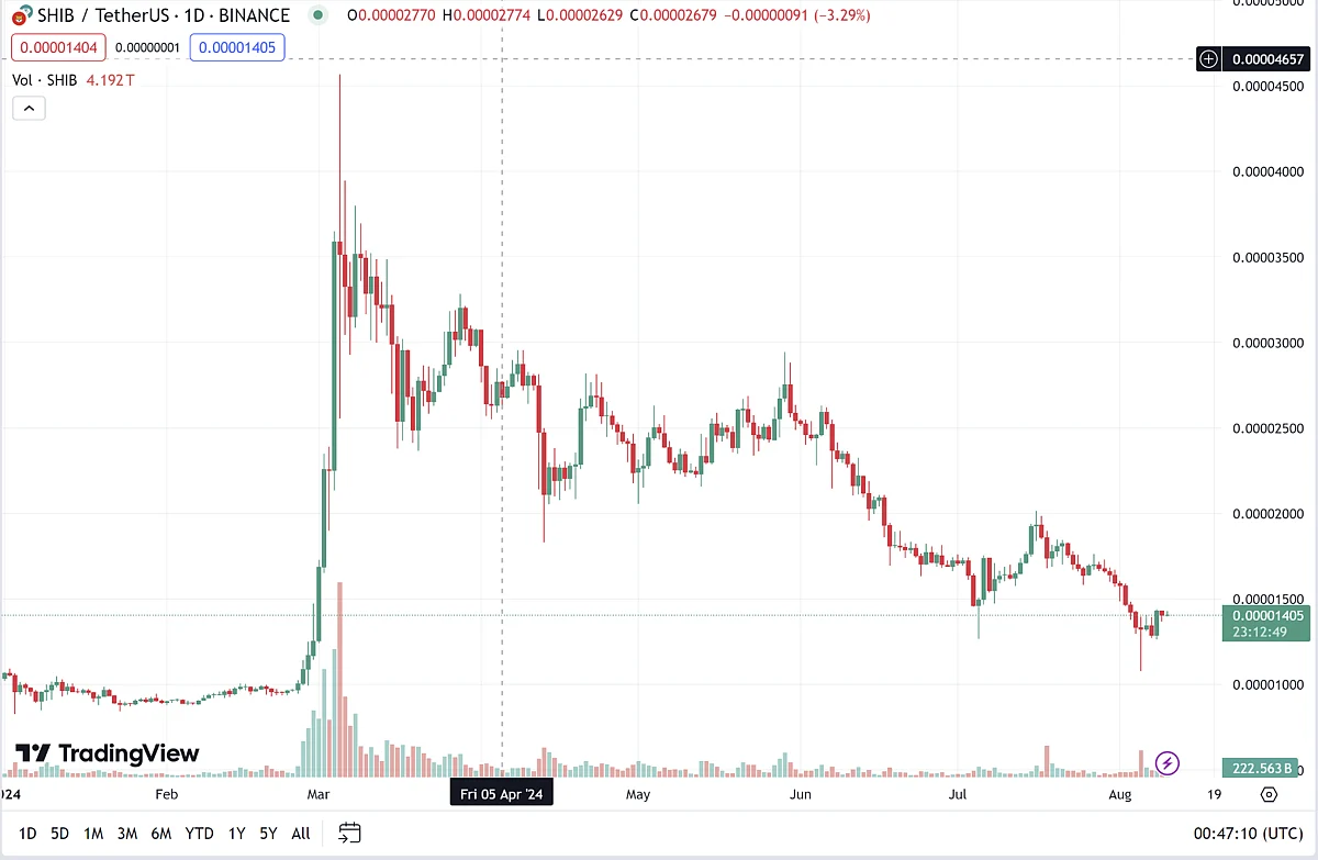 SHIBA INU chart, 2024Trading View