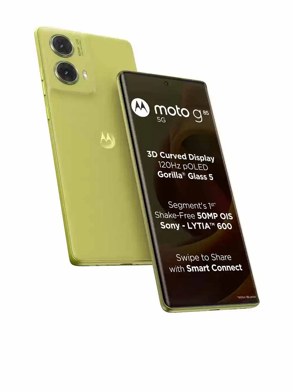 Moto G85 - At approximately ₹15,999, it features a Snapdragon 6s Gen 3 processor, 8 GB RAM, and a 50 MP dual primary camera.