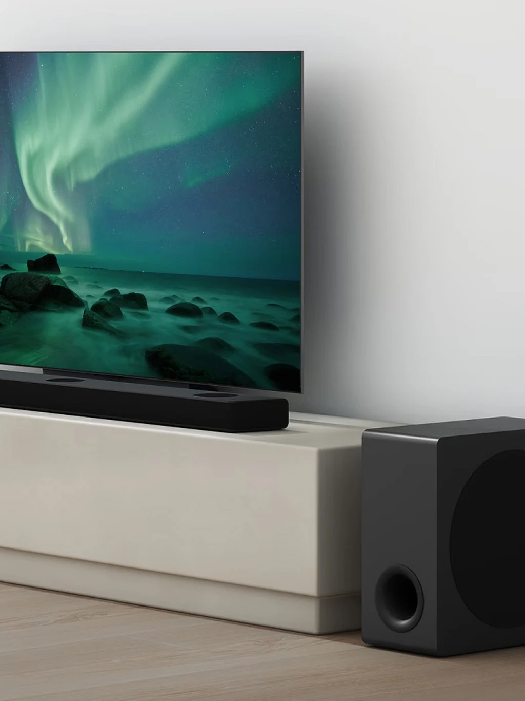 LG S95QR boasts high-resolution audio, rear speaker compatibility, and Meridian tuning, offering an enhanced Dolby Atmos experience.
