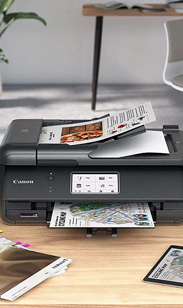 Canon PIXMA TR8620a delivers vibrant color prints and supports mobile printing via WiFi.