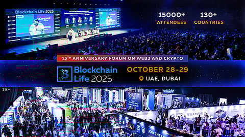 The 15th Anniversary Blockchain Life Forum gathers global crypto leaders in Dubai on October 28–29.png
