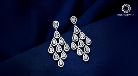 Pear lab Grown Diamond Earrings by Ouros Jewels for Brides