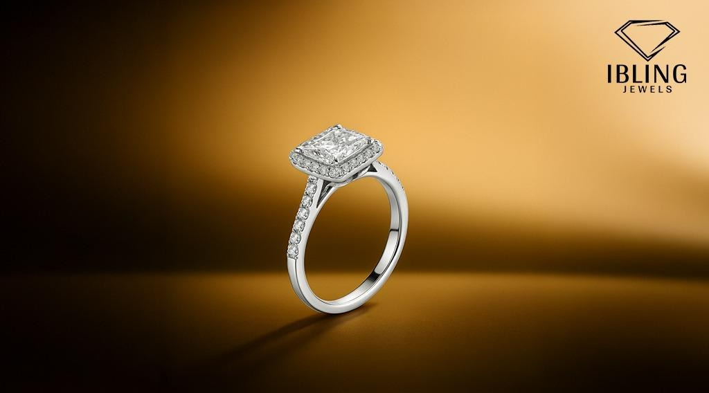 Halo Diamond Engagement Ring by iBling Jewels for Women