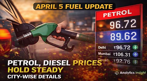 April 5 Fuel Update Petrol, Diesel Prices Hold Steady; City-Wise Details