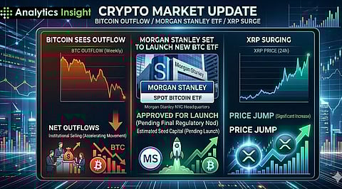 Crypto News Today: Bitcoin Sees Outflow, Morgan Stanley Set to Launch New BTC ETF, and XRP Surging 