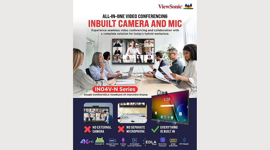 ViewSonic Launches Its First ViewBoard with an Integrated 48MP AI Camera, Redefining Hybrid Collaboration for Meetings and Classrooms