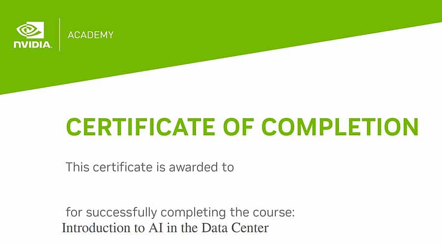 Deep Learning Institute's (DLI) Certification by NVIDIA