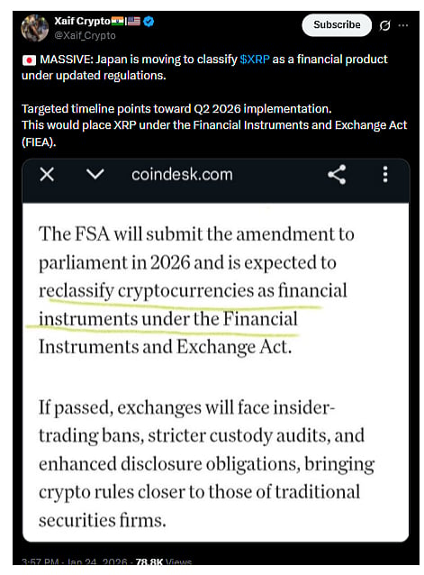 XRP News Today: XRP Near Key Support as Japan Moves to Classify Token ...