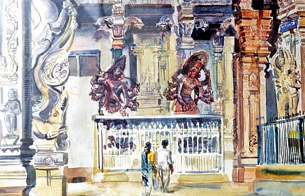 1962. பத்துமணி நேரத்தில் வரைந்த மதுரை மீனாட்சி அம்மன் ஆலயக் காட்சி