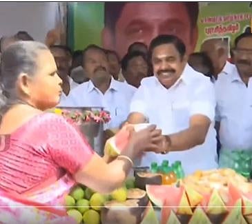 என்னா வெயில்... - நீர்மோர்ப் பந்தலைத் திறந்த எடப்பாடி பழனிசாமி!