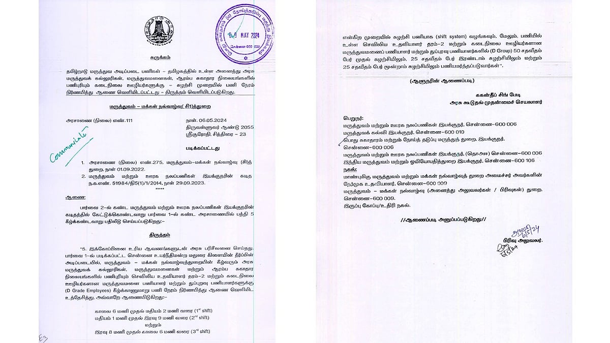 அரசு மருத்துவமனைகளில் துப்புரவுப் பணியாளர்களுக்கு 3 ஷிப்ட்!