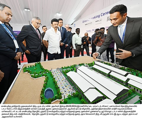 CM Stalin laid down stone for Tata car factory in Ranippettai SIPCOT 