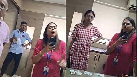 இந்தியில் தான் பேசுவேன் என வாதம் செய்யும் எஸ்.பி.ஐ. வங்கி மேலாளர்