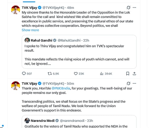 மோடி, இராகுல்காந்திக்கு விஜய் அனுப்பிய தகவல்!