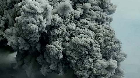Volcano eruption caused large amount of ash to spread